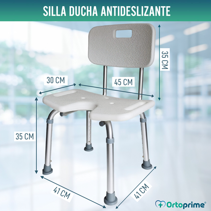 Silla de Ducha para Mayores Asiento en U y Altura Regulable