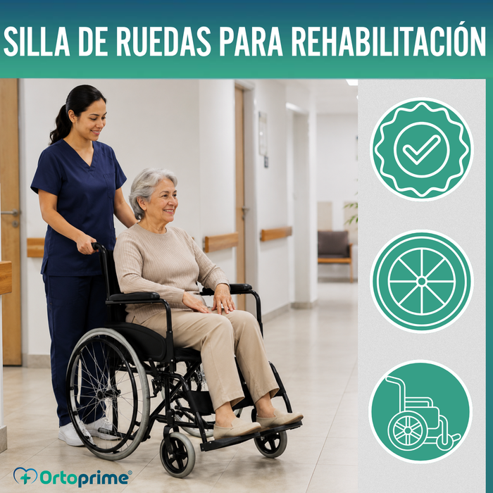 Silla de Ruedas Plegable Autopropulsable Cinturón Seguridad