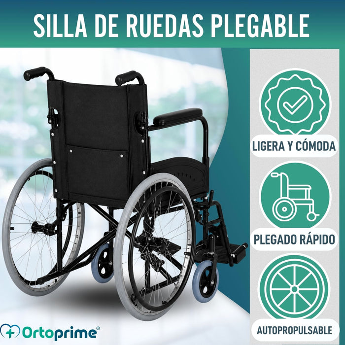 Silla de Ruedas Plegable Ligera para Mayores Autopropulsable
