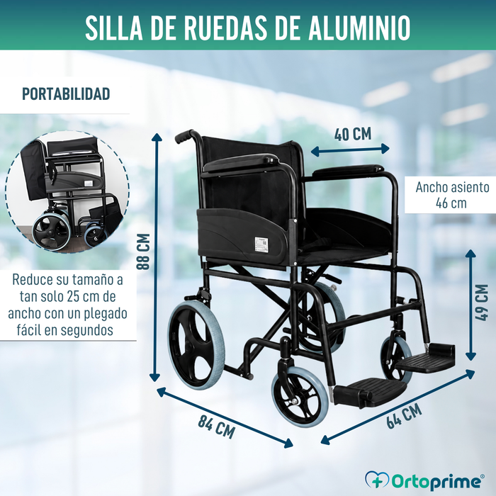 Silla de Ruedas Plegable Ligera Ortopédica