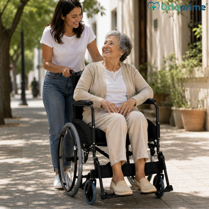 Silla de Ruedas Plegable Ligera para Mayores Autopropulsable