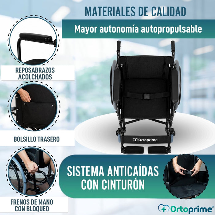 Silla de Ruedas Plegable Ligera para Mayores Autopropulsable