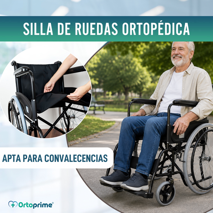 Silla de Ruedas Plegable Autopropulsable Cinturón Seguridad