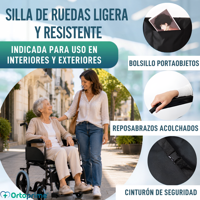Silla de Ruedas Plegable Ligera Ortopédica