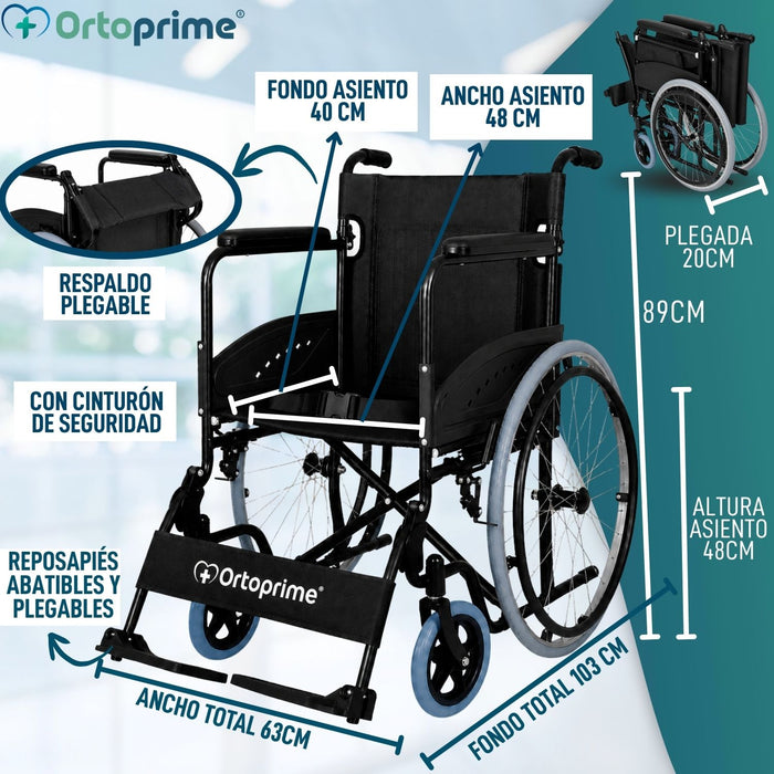 Silla de Ruedas Plegable Ligera para Mayores Autopropulsable