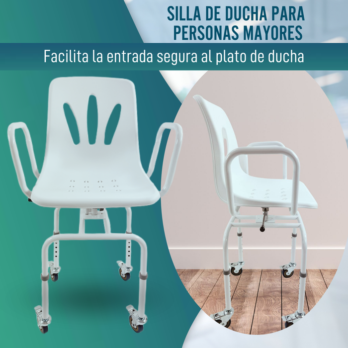 Silla Ducha Giratoria 360º con Ruedas | Silla Baño Adultos