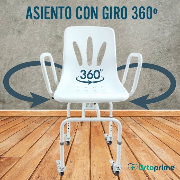 Silla Ducha Giratoria 360º con Ruedas | Silla Baño Adultos