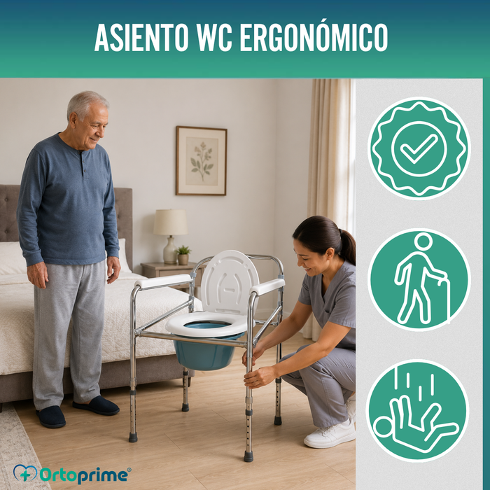 Silla WC Portátil con Orinal Plegable | Regulable en Altura