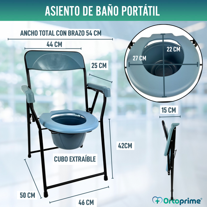 Silla WC Plegable Personas Mayores | Inodoro Portátil Adultos