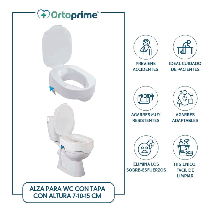 Alza para WC con Tapa con Altura 7-10-15 cm | Modelo Universal