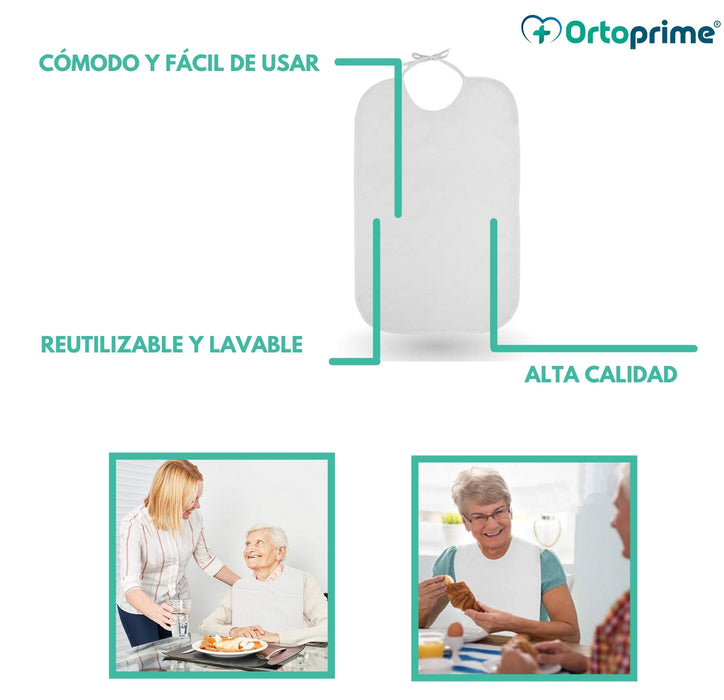 Babero Impermeable - Reutilizable para Adultos Mayores