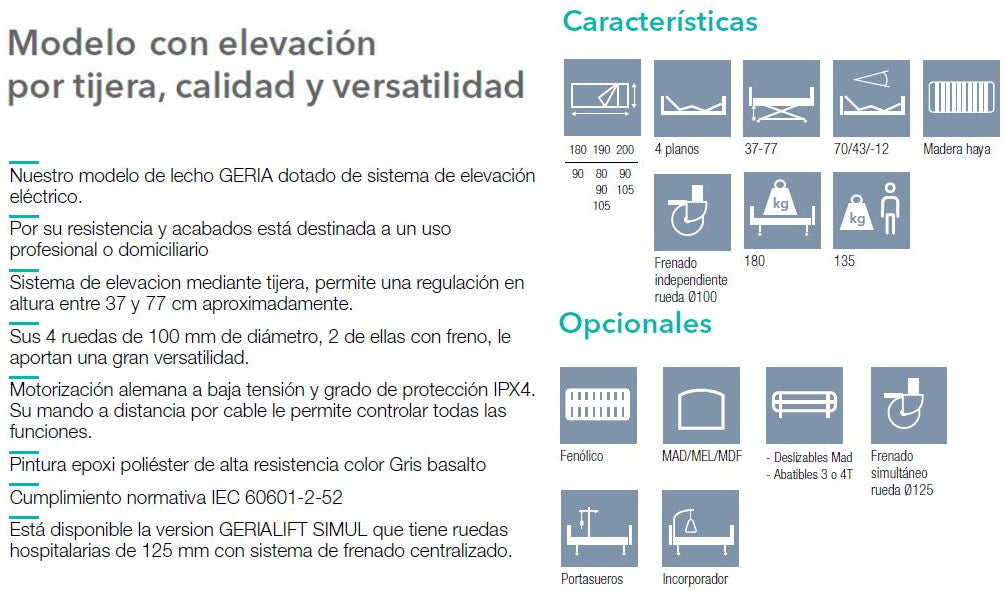 Cama Articulada Eléctrica Carro Elevación Móvil | Resistance