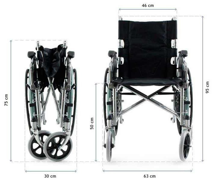 Silla de Ruedas Plegable Acero Cromado | PlusLife