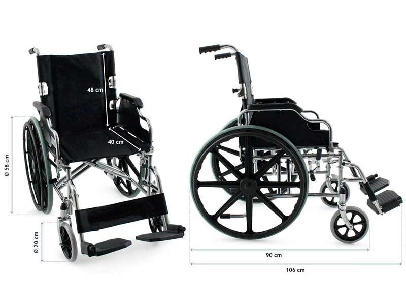 Silla de Ruedas Plegable Acero Cromado | PlusLife