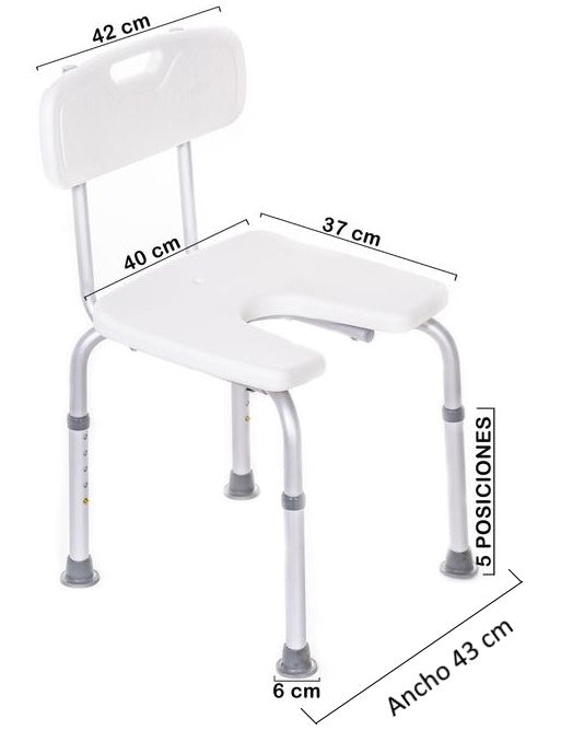 Silla de Ducha Forma U Acceso Higiénico